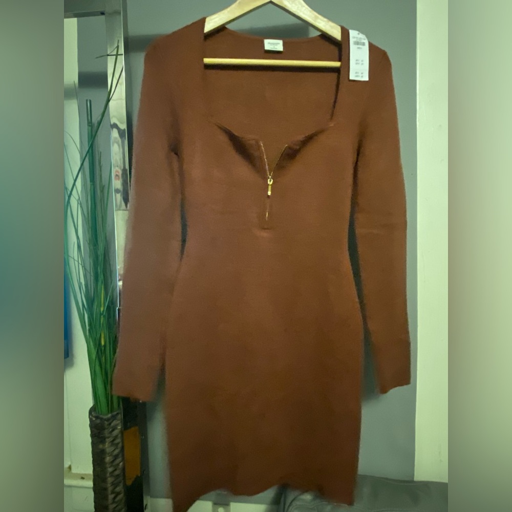 Womens Long Sleeve Half Zip Mini Dress SZ S - Picture 3 of 15